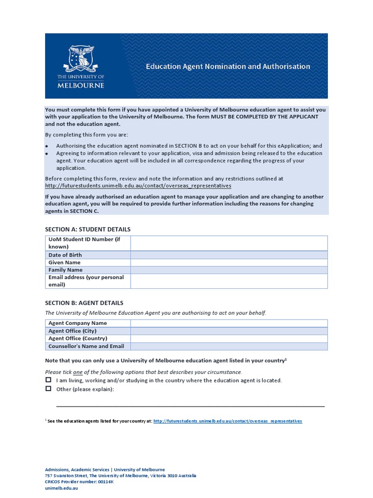 Education Agent Authorization Form | PDF | Social Institutions | Social ...