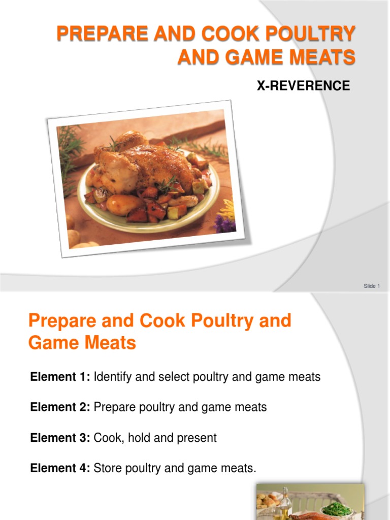 Prepare and Cook Poultry and Game Me PDF Poultry Cooking
