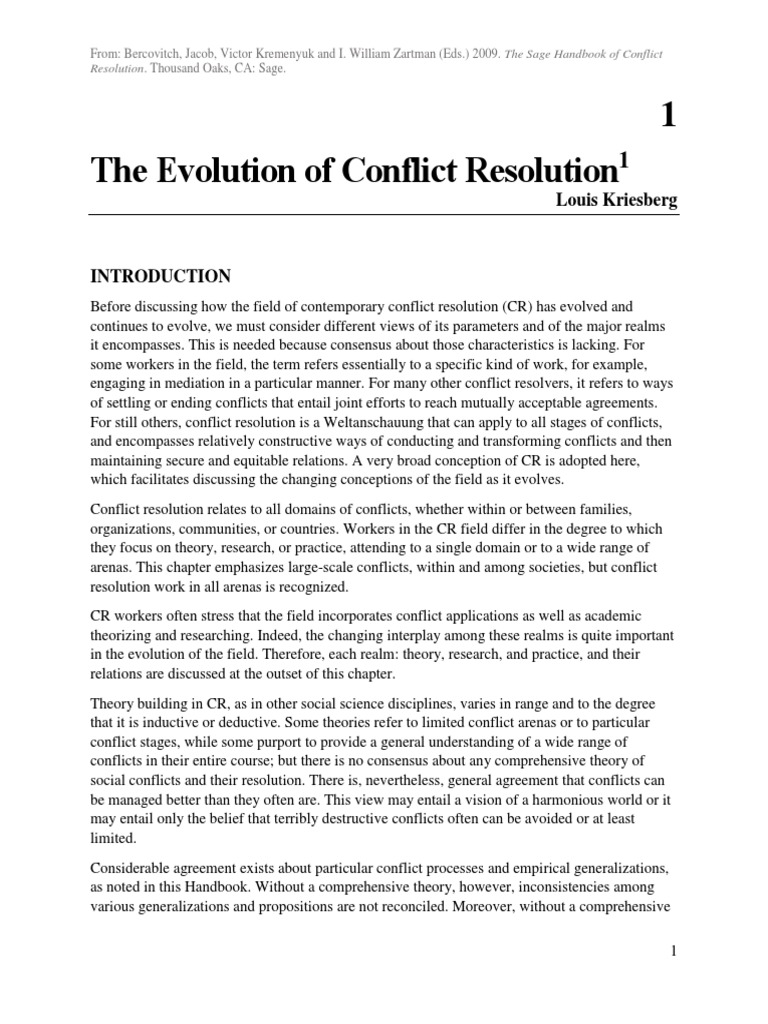 Evolution of Conflict Resolution Theory | PDF | Conflict Resolution ...