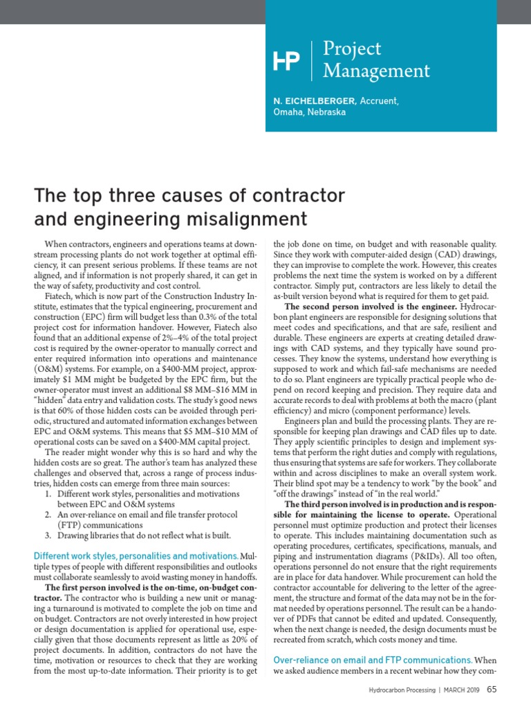 Project Management: The Top Three Causes of Contractor and Engineering ...