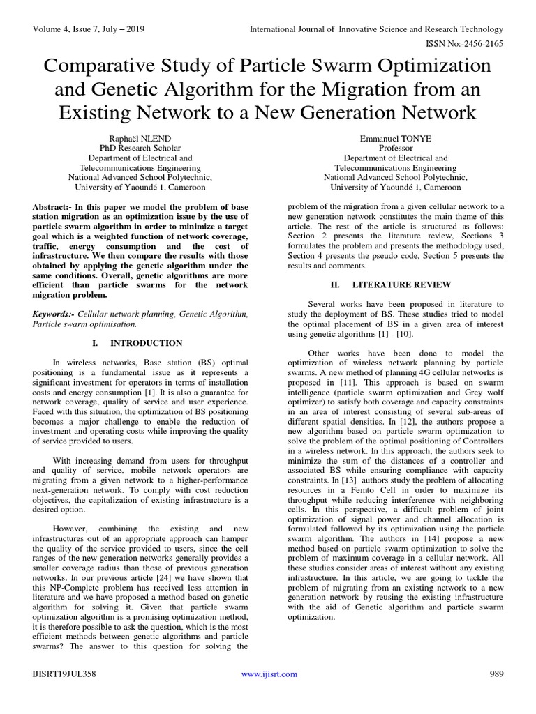Comparative Study of Particle Swarm Optimization and Genetic Algorithm ...