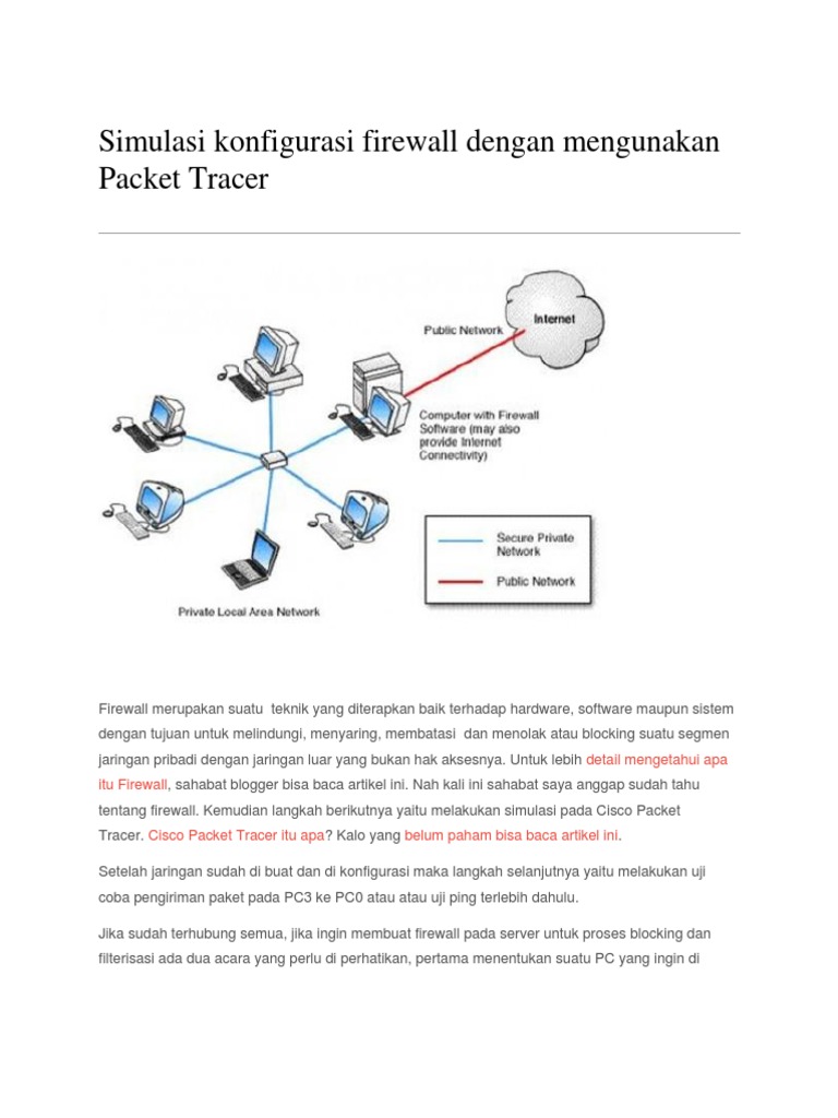 Simulasi Konfigurasi Firewall Dengan Mengunakan Packet Tracer | PDF