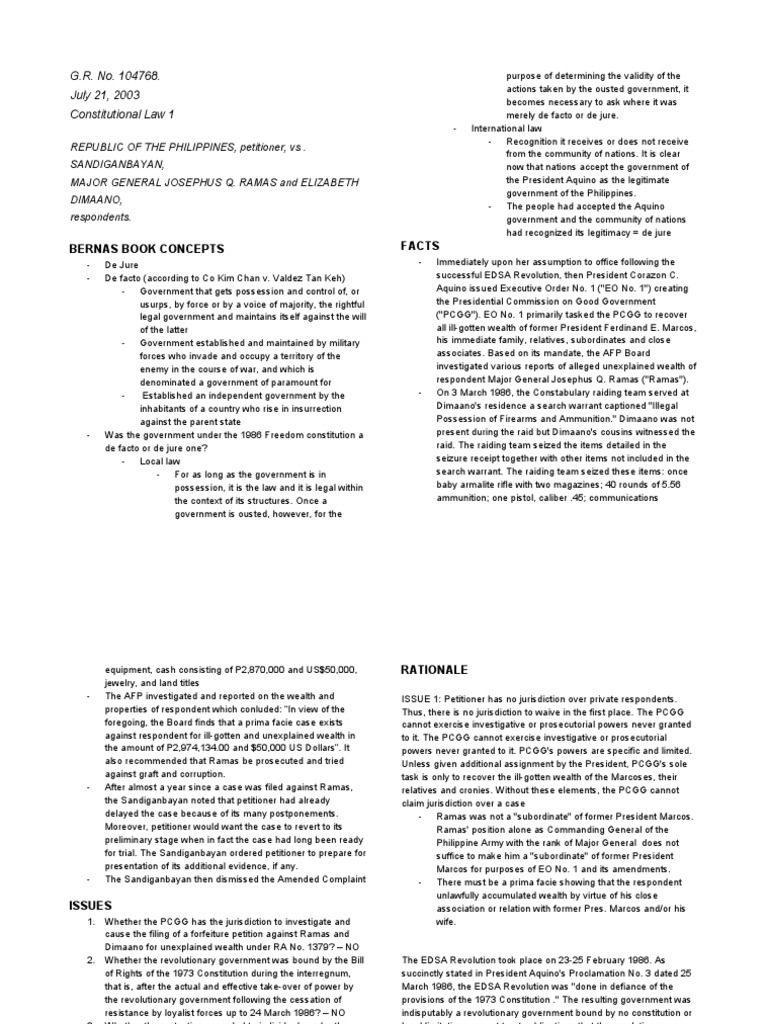 G.R. No. 104768. July 21, 2003 Constitutional Law 1 | PDF | United