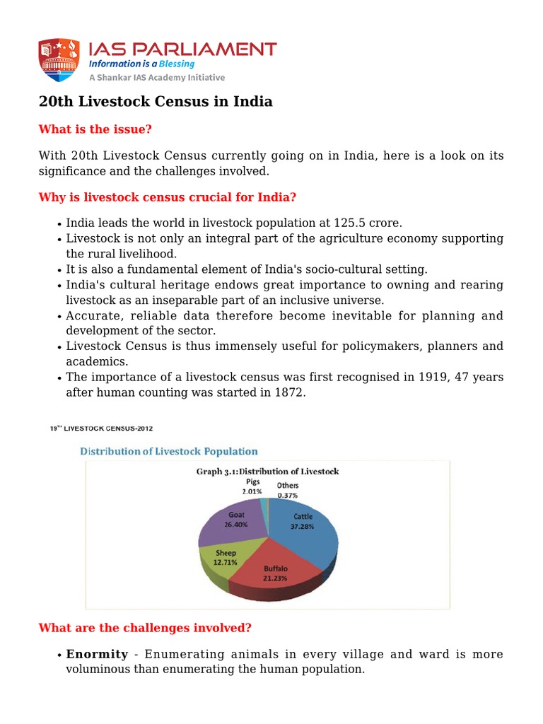 20th Livestock Census in India PDF Census Computing