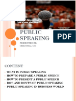 Public Speaking: Presented By: Chanchal.V.S