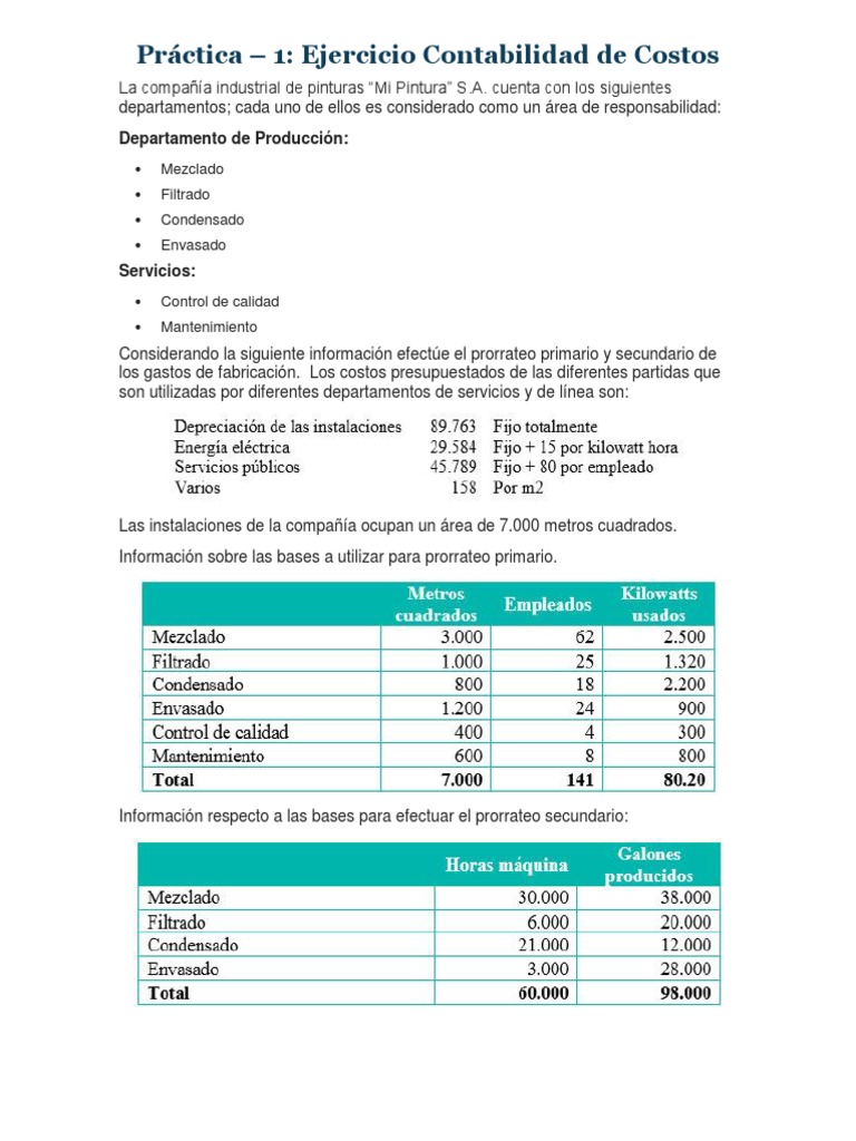 Ejercicios de Contabilidad de Costos | PDF | Costo | Contabilidad