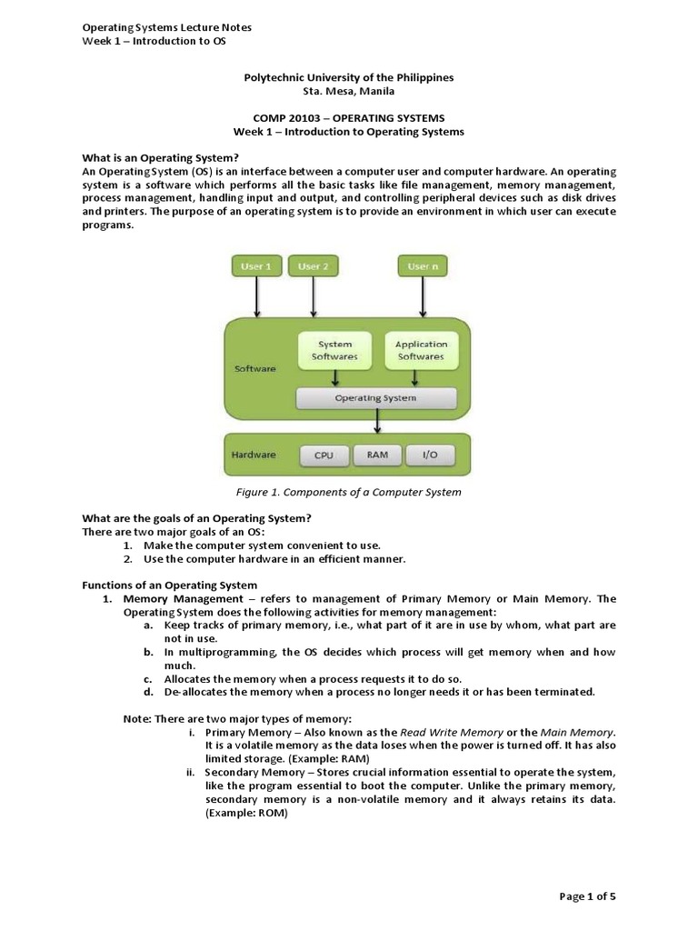 1 Introduction To OS Notes | PDF | Operating System | Process (Computing)