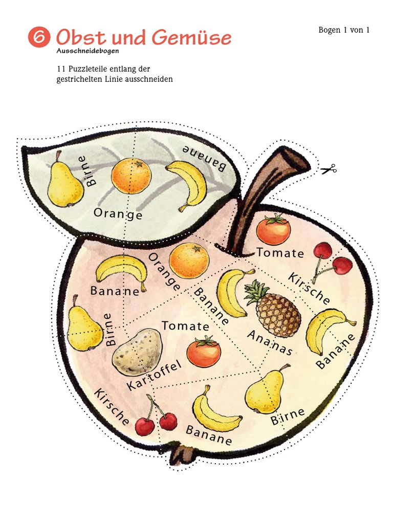 6 Obst Und Gemuese Ausschneidebogen