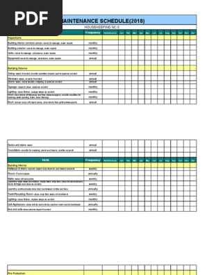 Maintenance Schedule Housekeeping