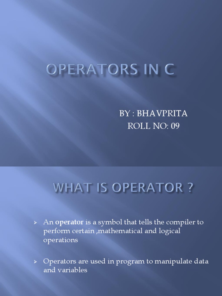 Operators in C | PDF | Pointer (Computer Programming) | Logic image.