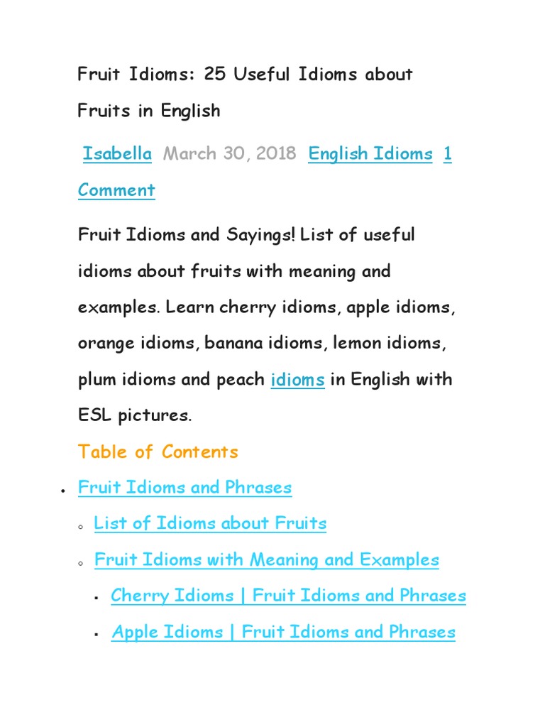 Idioms Fuits | PDF | Fruit | Edible Fruits
