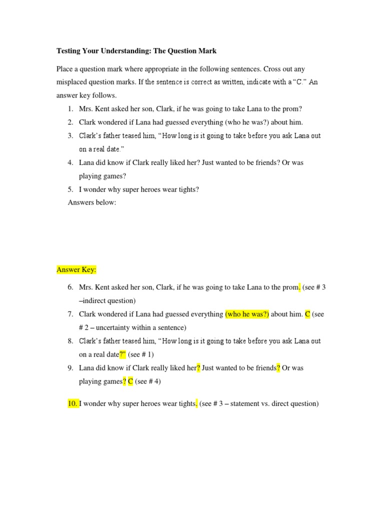 Placing Question Marks Correctly | PDF | Sports & Recreation
