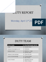 Duty Report: Monday, April 1 2019