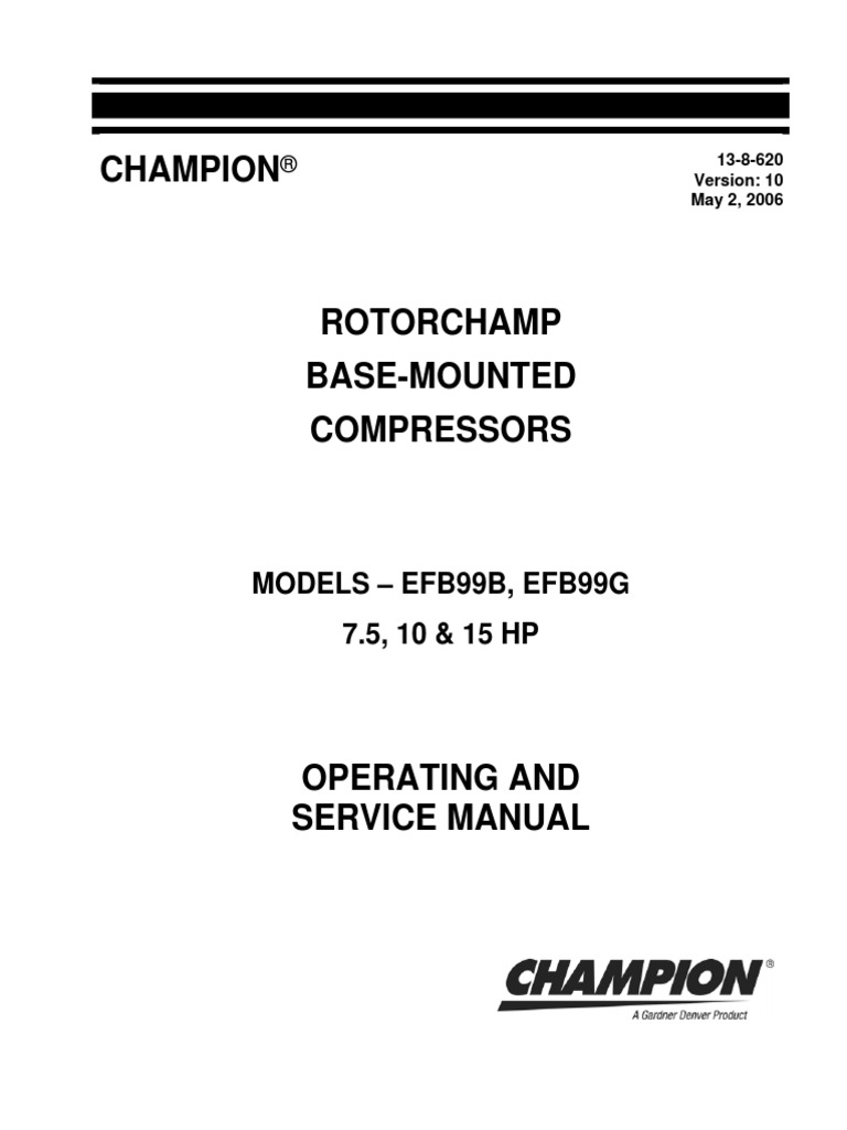 Champion EFB99B Instruction Manual PDF | PDF | Motor Valve