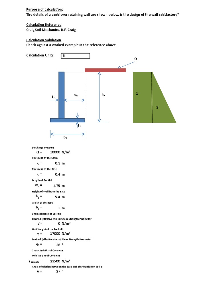 Cantilever Retaining Wall Analysis | PDF | Building Engineering | Physics