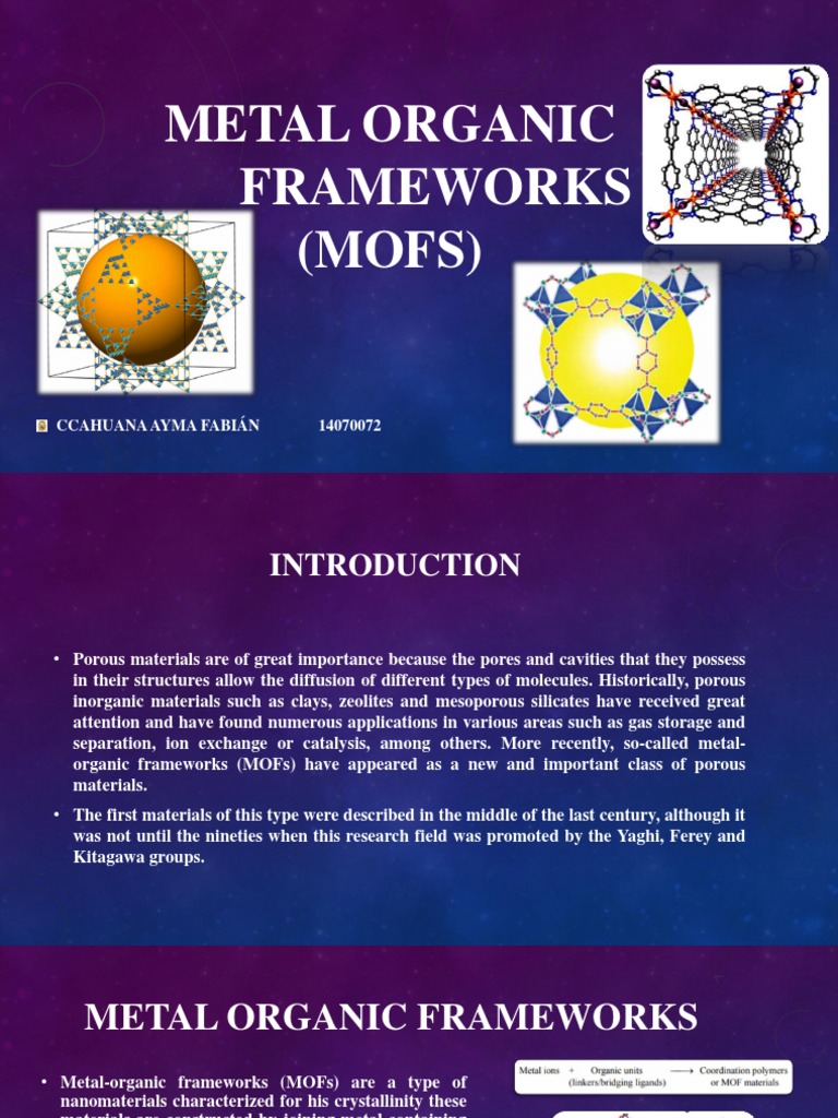 METAL ORGANIC FRAMEWORKS (MOFs) | PDF | Physical Chemistry | Chemistry