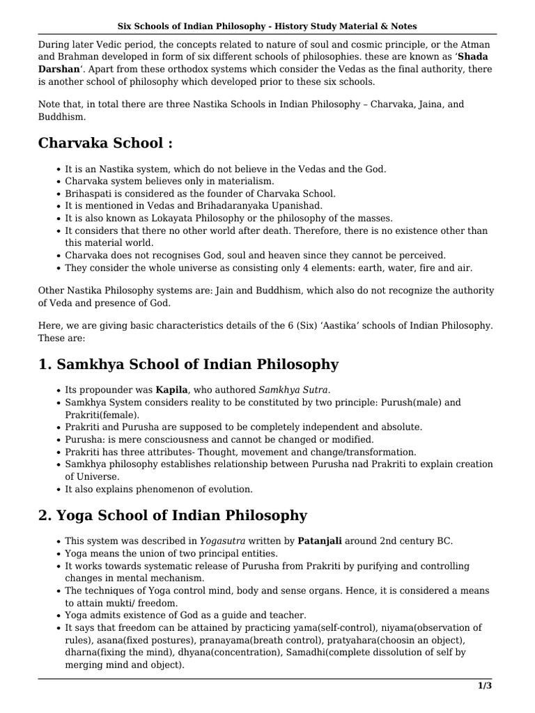 Overview of Six Indian Philosophy Schools | PDF | Brahman | Vedanta