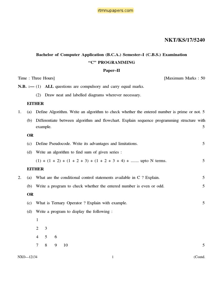 Bachelor of Computer Application (B.C.A.) Semester-I (C.B.S ...