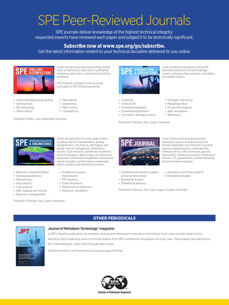 SPE Peer-Reviewed Journals: Other Periodicals | PDF | Oil Well | Peer ...