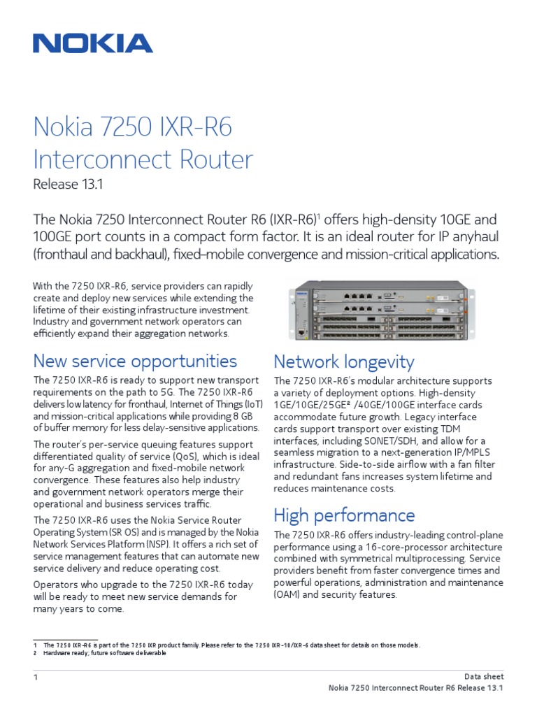 nokia 7250 ixr r6 data sheet multiprotocol label switching networking