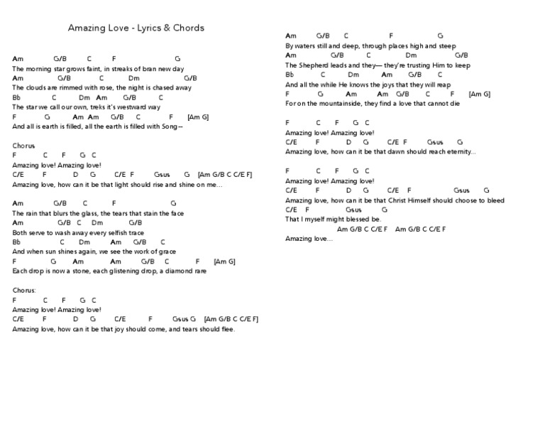 Amazing love lyrics chords pdf