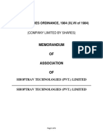 The Companies Ordinance, 1984 (Xlvii of 1984) : Memorandum OF Association OF