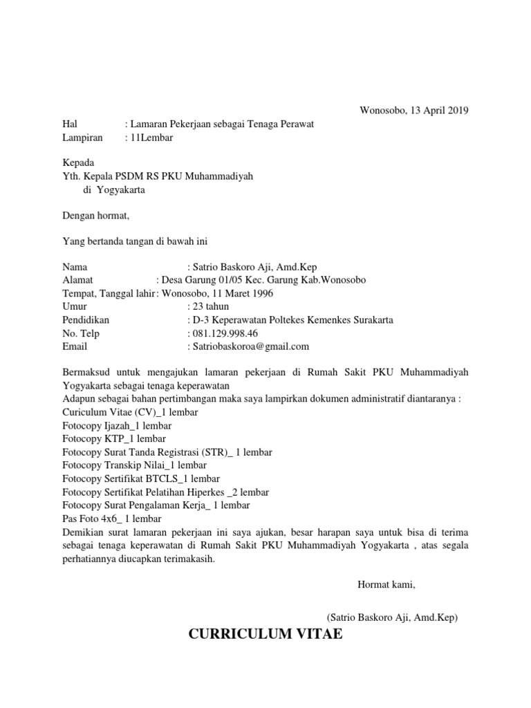 Contoh Surat Lamaran