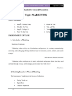 Topic: Marketing: Handout For Group 2 Presentation