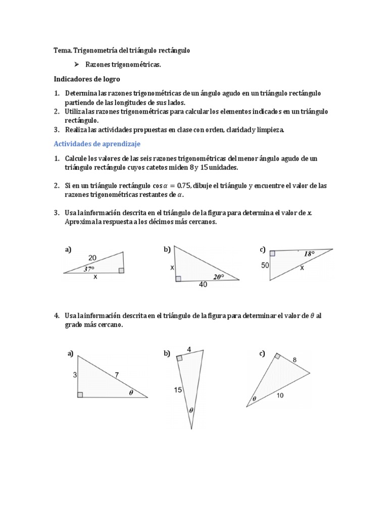 Razones Trigonometricas Pdf Triangulo Funciones Trigonometricas