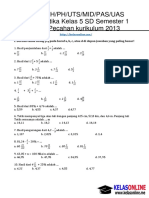 Soal Matematika Kelas 5 Kurikulum 2013 Bab Pecahan