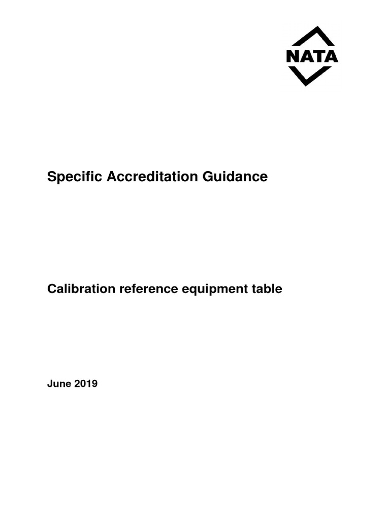 NATA Calibration Reference Equipment Table Download Free PDF