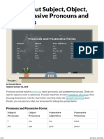 Subject, Object, Possessive Pronouns and Adjectives