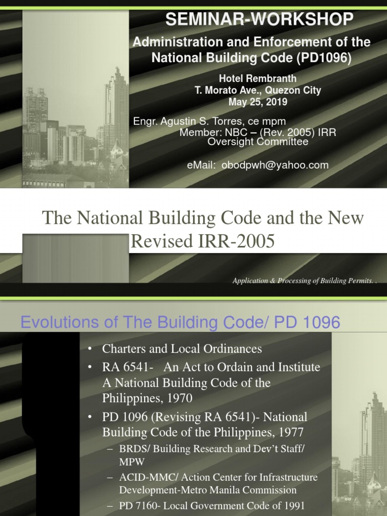 The National Building Code and the New Revised IRR2005 Seminar