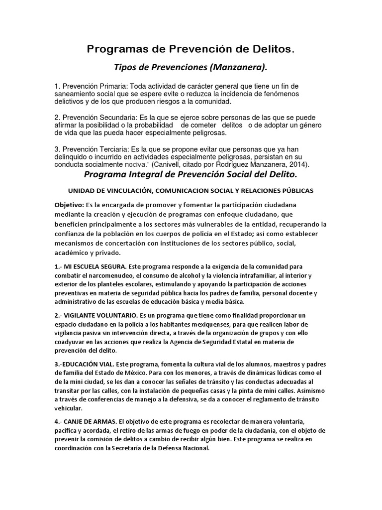 Programas de Prevención del Delito | PDF | Institución | Comportamiento