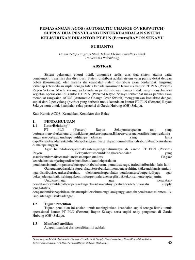 Pemasangan ACOS untuk Keandalan Listrik | PDF