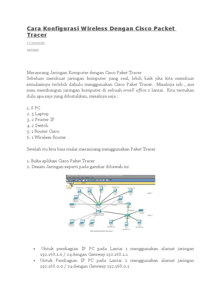 Konfigurasi Wireless di Cisco Packet Tracer | PDF | Komputer