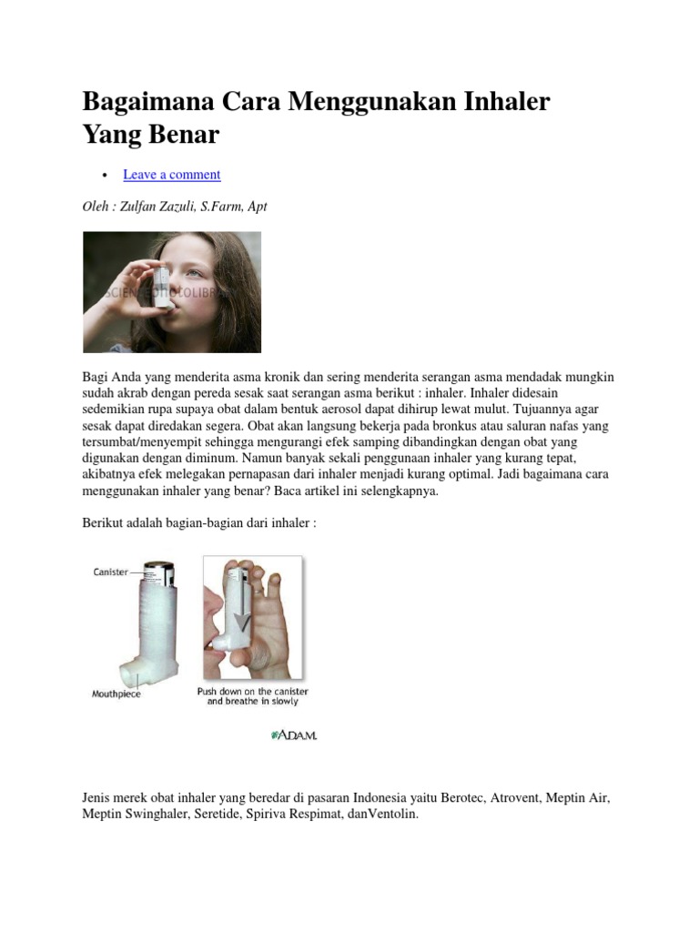 Panduan Penggunaan Inhaler yang Tepat | PDF