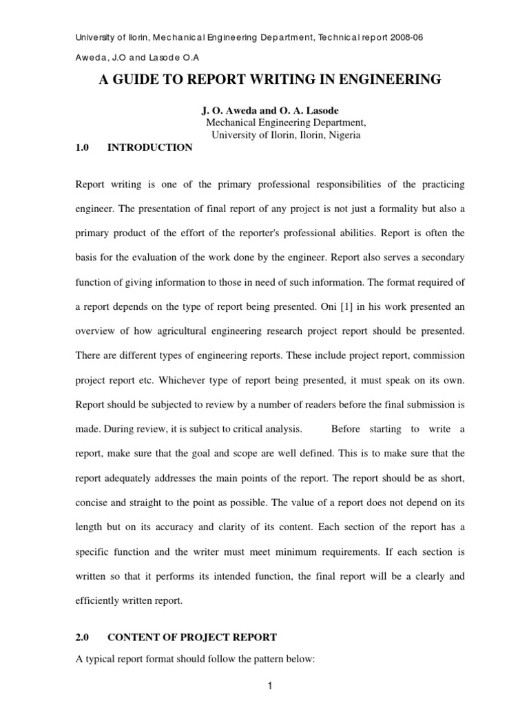 Engineering Project Report Writing Guide | PDF | Proofreading | Engineering
