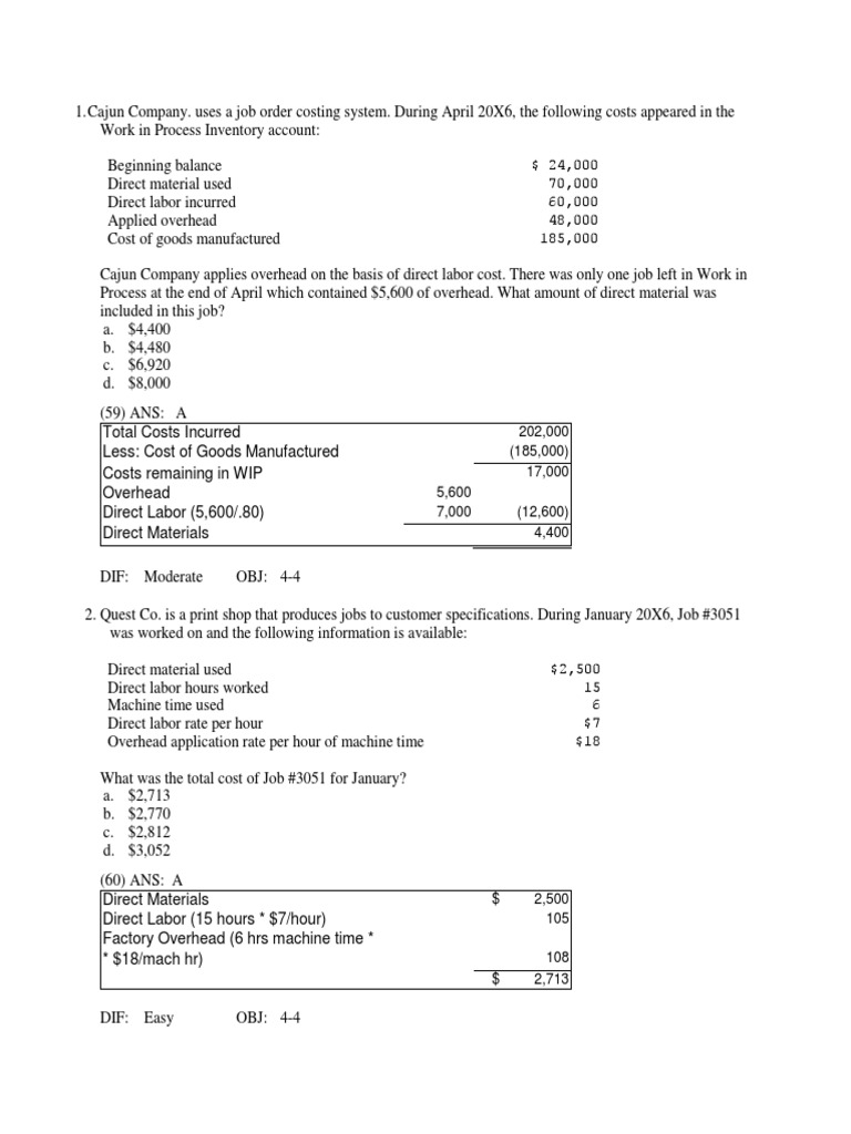 A04 chapter 5 job order costing problems pdf cost human resources