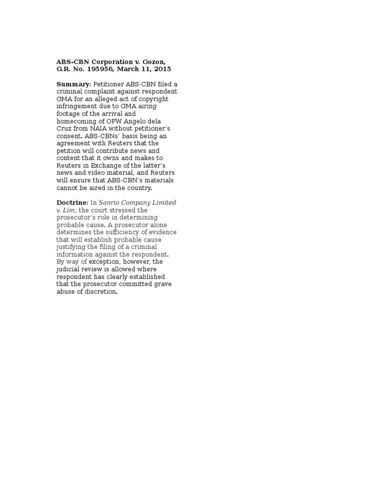 ABSCBN Corp v. Gozon PDF