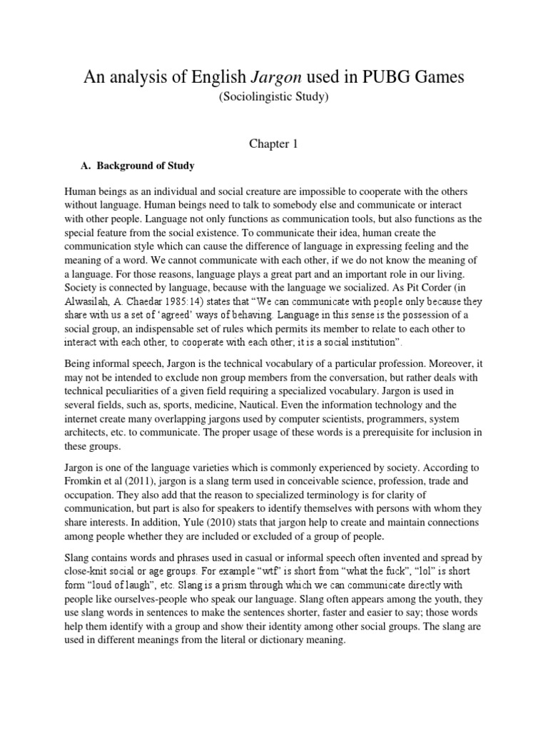 An Analysis of English Jargon (Research) PDF Slang Video Games
