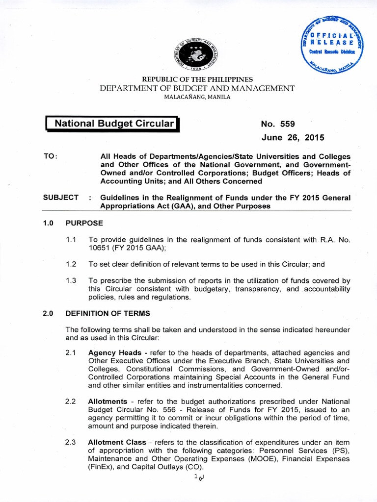 NBC559 (Realignment of Funds) PDF | PDF