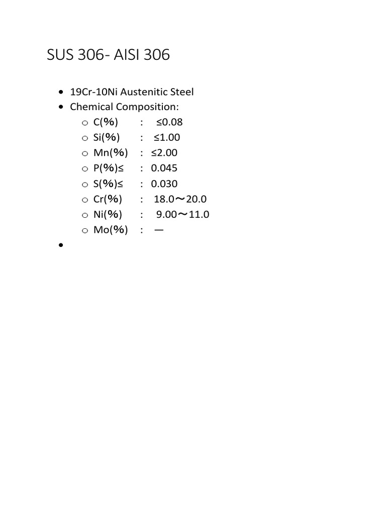 Sus 306 - Aisi 306 | PDF | Annealing (Metallurgy) | Steel