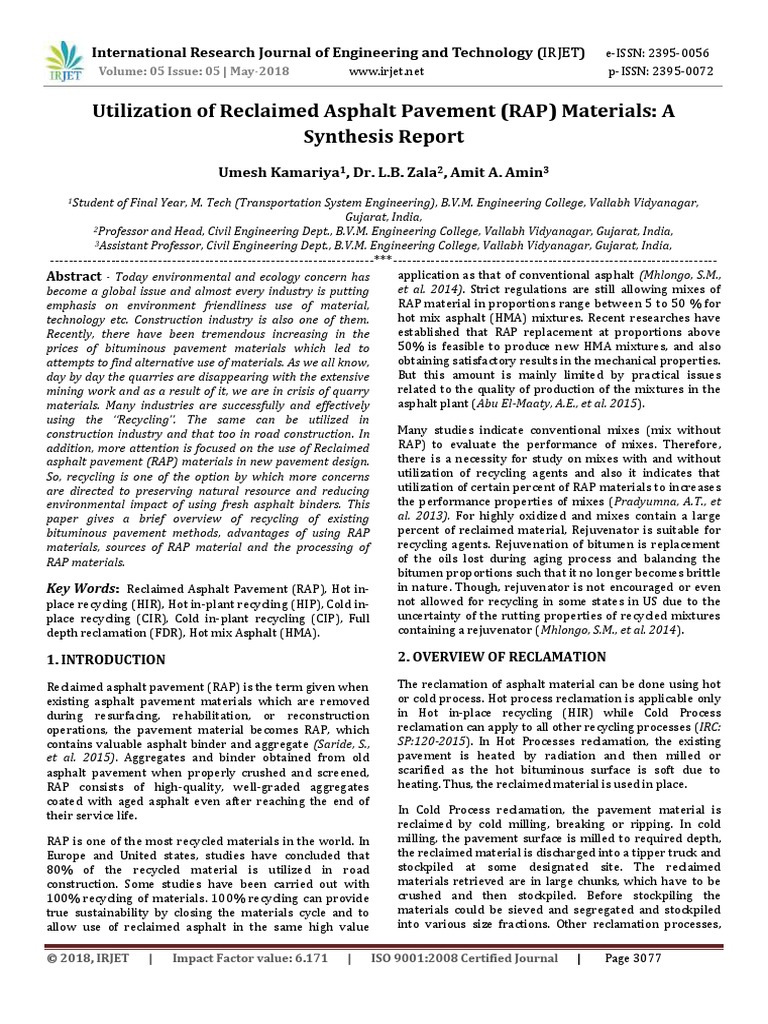 Recycled Asphalt Pavement PDF | PDF | Road Surface | Asphalt