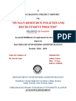 "Human Resource Policies and Recruitment Process": A Summer Training Project Report On
