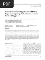 Correlational Study On Hypertension and Dietary Regimen Among Young Adults in Bontoc, Mountain Province Philippines