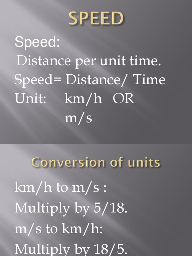 Speed Conversion and Measurement Guide | PDF