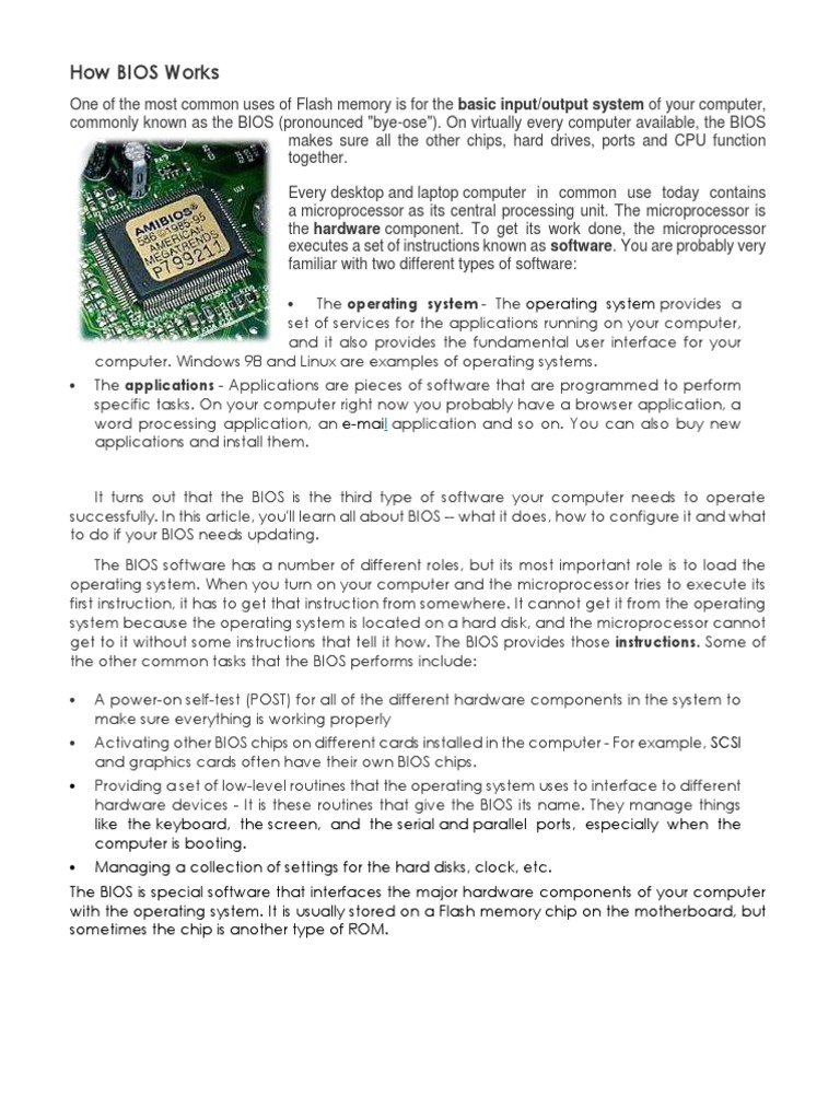 How BIOS Works: Basic Input/output System | PDF | Bios | Booting