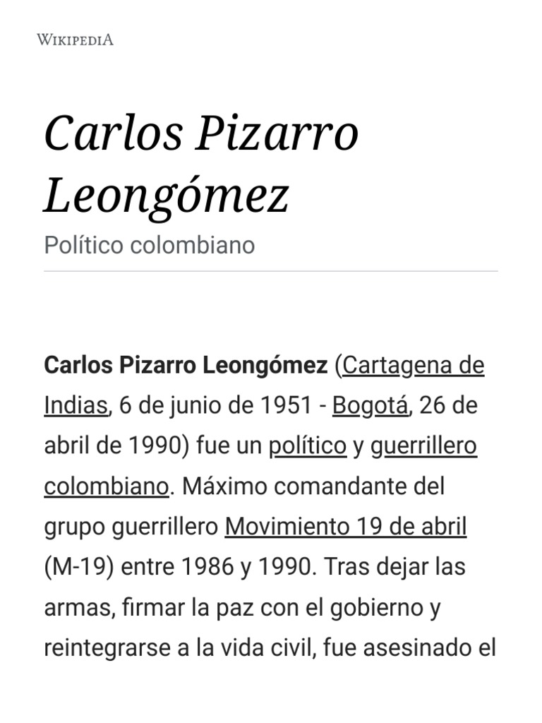 T-shirt Comandante Carlos Pizarro - Colombie, Toutes Tailles, Neuf Sans étiquette