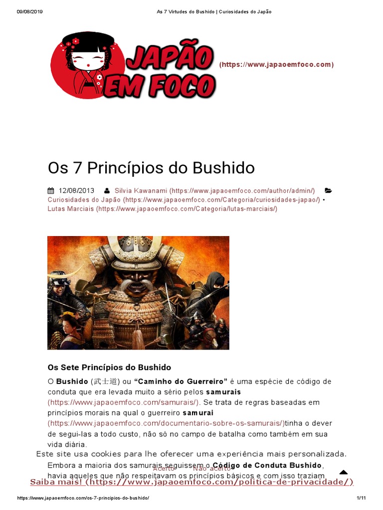 As 7 Virtudes Do Bushido - Curiosidades Do Japão | PDF | Bushido | Samurai
